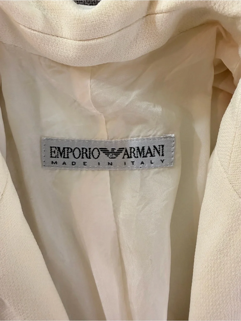 Emporio Armani Vintage Cream Single-Button Trench Coat Small Made In Italy